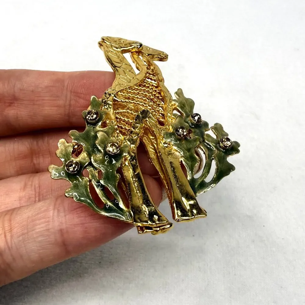 Vintage Kenneth Cole Gold Tone Enamel Giraffe Pin/Brooch